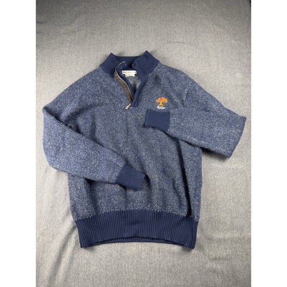 Peter Millar Sweaters - Peter Millar Sweater Womens Medium Blue And White 100% Merino Wool Half Zip